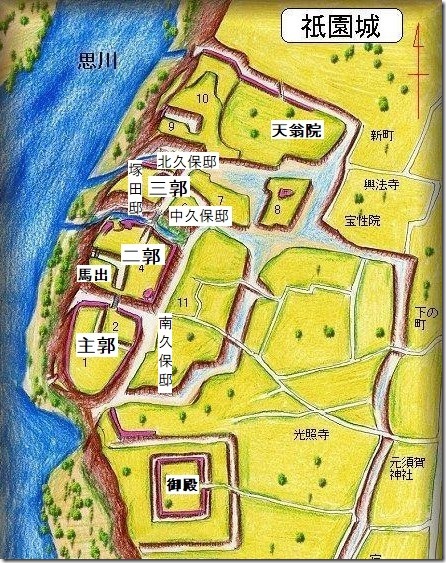 祇園城縄張図